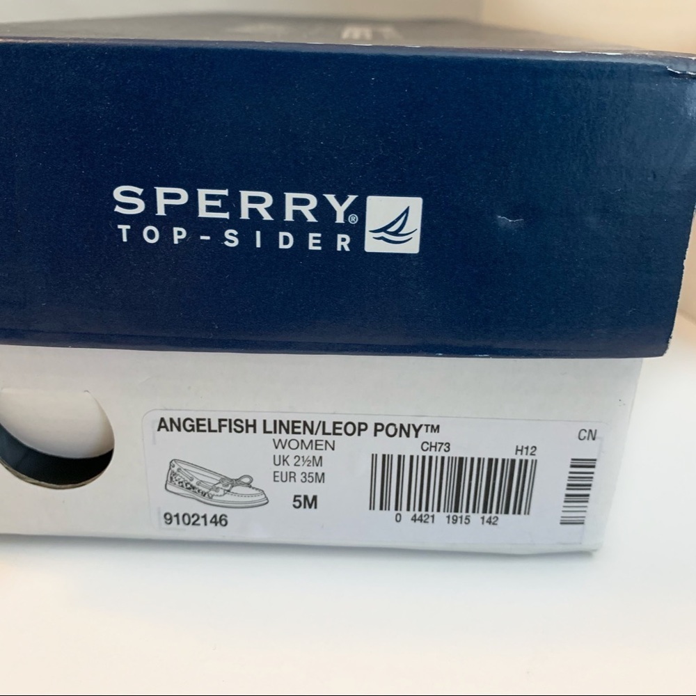Sperry Anglefish Linen Leopard Print Slip On Boat… - image 7